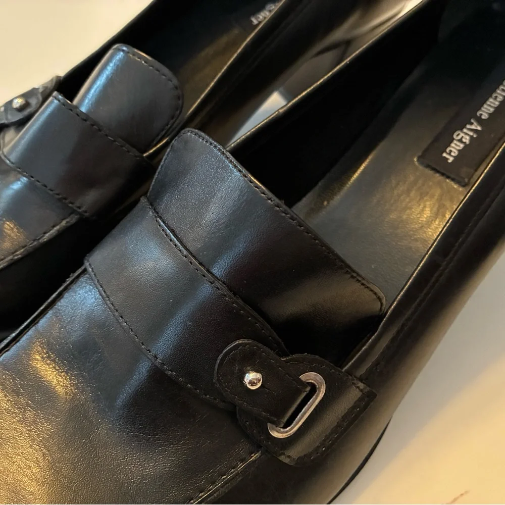 Etienne Aigner Black Leather Loafer style 2" women's heels. 11M, New $65. - Picture 5 of 5